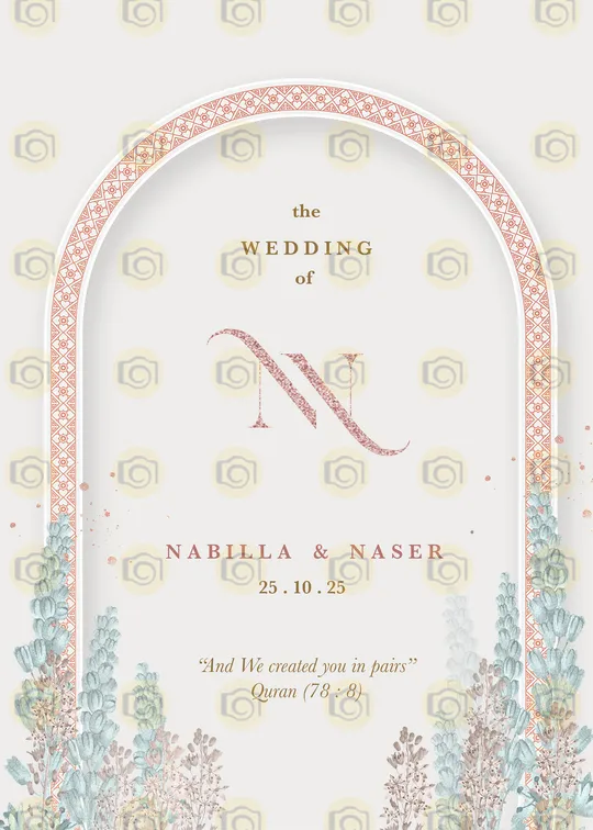 Floral Themed Wedding Invitation With An Arch Design